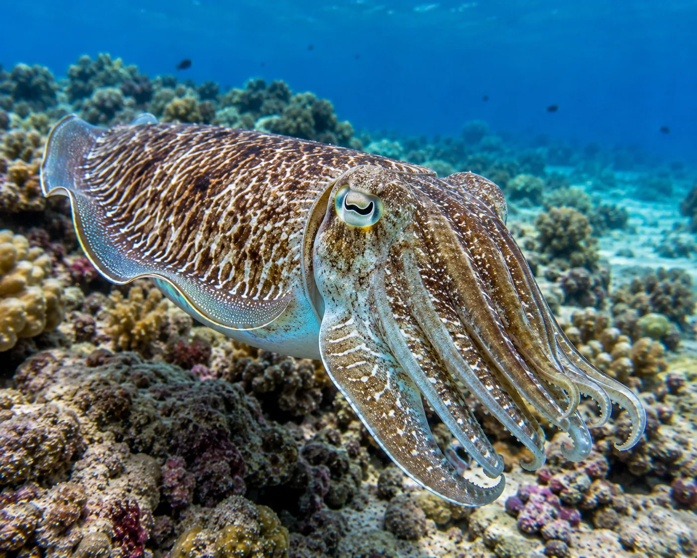 Cuttlefish hovering close to the seabed