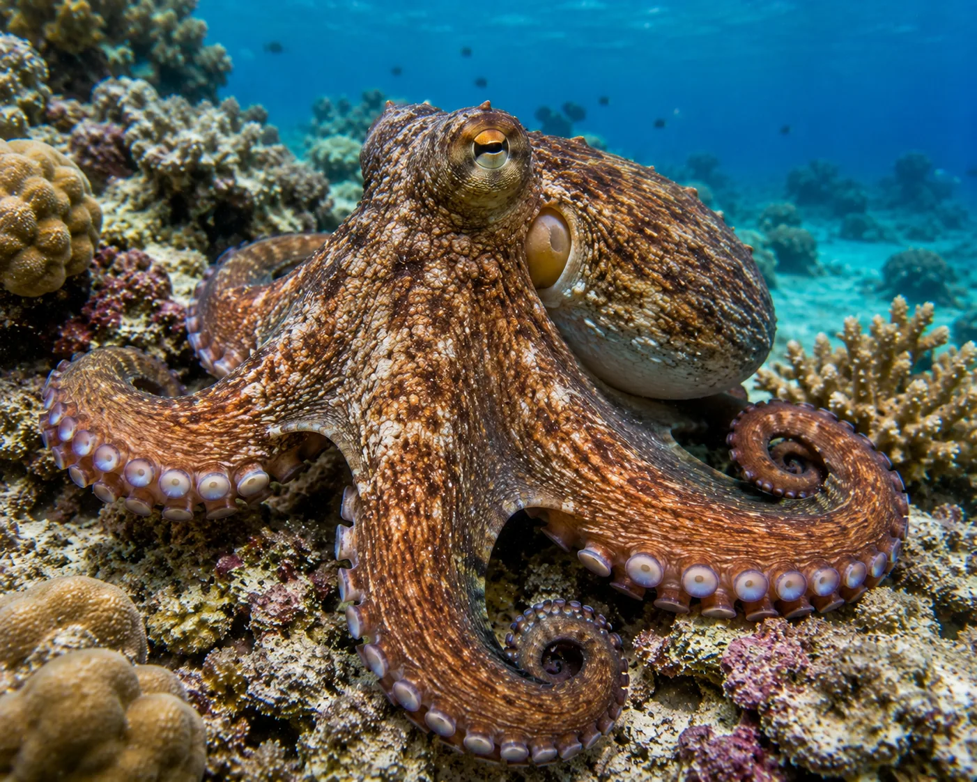 Camouflaged octopus on a Red Sea reef
