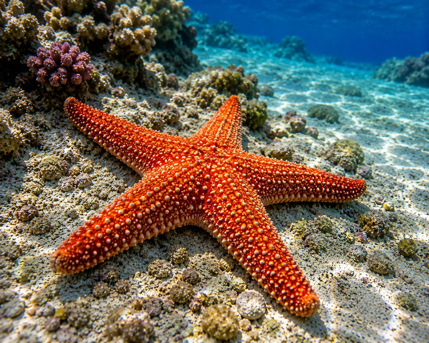 Sea star resting on the seabed